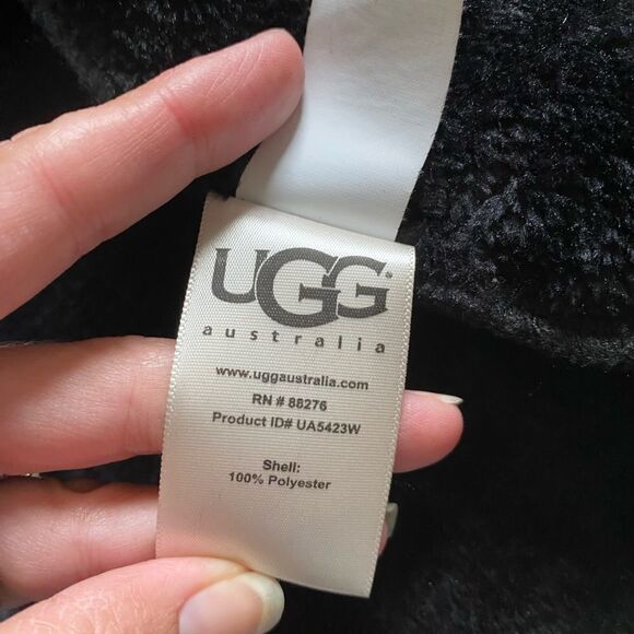 Ugg Fuzzy Open Front Cardigan Jacket Black Womens Size Small - Picture 7 of 9